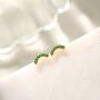 Sterling Silver Emerald Green Cz Curved Bar Tiny Stud Earrings, thumbnail 2 of 12