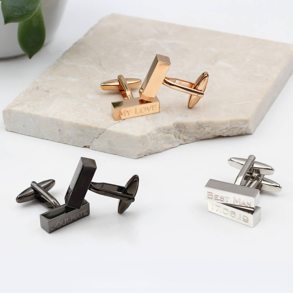 Image of Personalised Square Bar Cufflinks