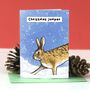 Christmas Card Hare Animal Pun Card, thumbnail 1 of 5