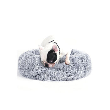 60cm Grey Soft Plush Donut Dog Cat Bed Cushion, 3 of 7