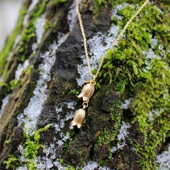 Gold Bluebell Pendant Necklace, 14k Gold Plated, 2 of 2