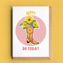Sunflower Cowgirl Boot Vase Special Age Birthday Card, thumbnail 1 of 2
