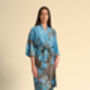 Handmade Blue Japanese Silk Blend Kimono Robe, thumbnail 1 of 6