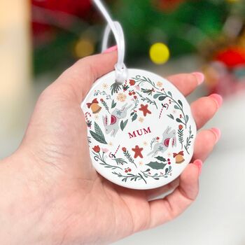 Personalised Christmas Bauble Xmas Hare, 2 of 4
