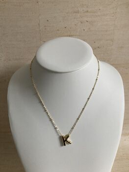 18k Gold Plated K Initial Pendant Necklace, 3 of 3