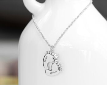 Personalised Silver Or Gold Plated Baby Feet Necklace, 3 of 5