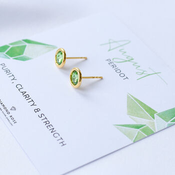 Birthday Gift For Her – Gold Vermeil Birthstone Crystal Stud Earrings, 5 of 10