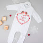 Personalised Heart Baby First Christmas Babygrow, thumbnail 2 of 9