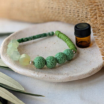 Prehnite And Lava Bead Aromatherapy Diffuser Bracelet, 4 of 6