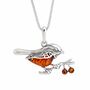 Personalised Sterling Silver Baltic Amber Robin Pendant Necklace, thumbnail 5 of 9