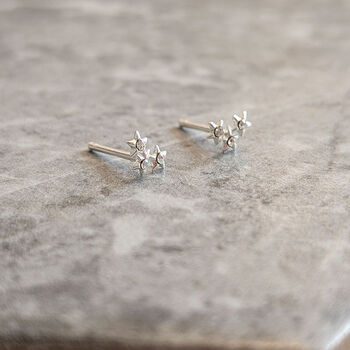 Tiny Crystal Star Climber Earrings, 2 of 6
