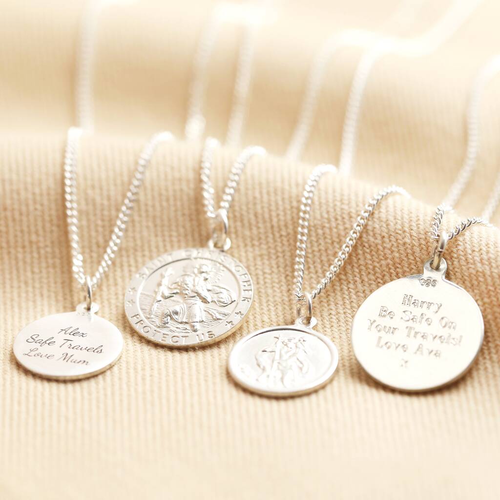 Men's Personalised Sterling St Christopher Necklace, 1 of 7