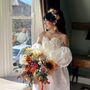 Sunflower Orange Flower Bridal Hair Crown, thumbnail 5 of 10