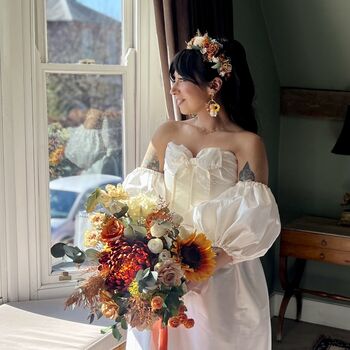 Sunflower Orange Flower Bridal Hair Crown, 5 of 10