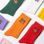 Embroidered Tiger Socks Unisex Crew Fit, thumbnail 1 of 6