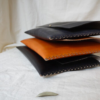Leather Clutch Bag With Interlocking Seam, 4 of 12