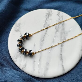 Black Round Disc Pearl Pendant Necklace, 6 of 7