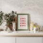 Good Food Good Mood Wall Print | Red And Olive Green, thumbnail 2 of 3