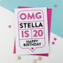 Omg 20th Birthday Card Personalised, thumbnail 2 of 3