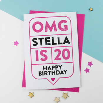 Omg 20th Birthday Card Personalised, 2 of 3