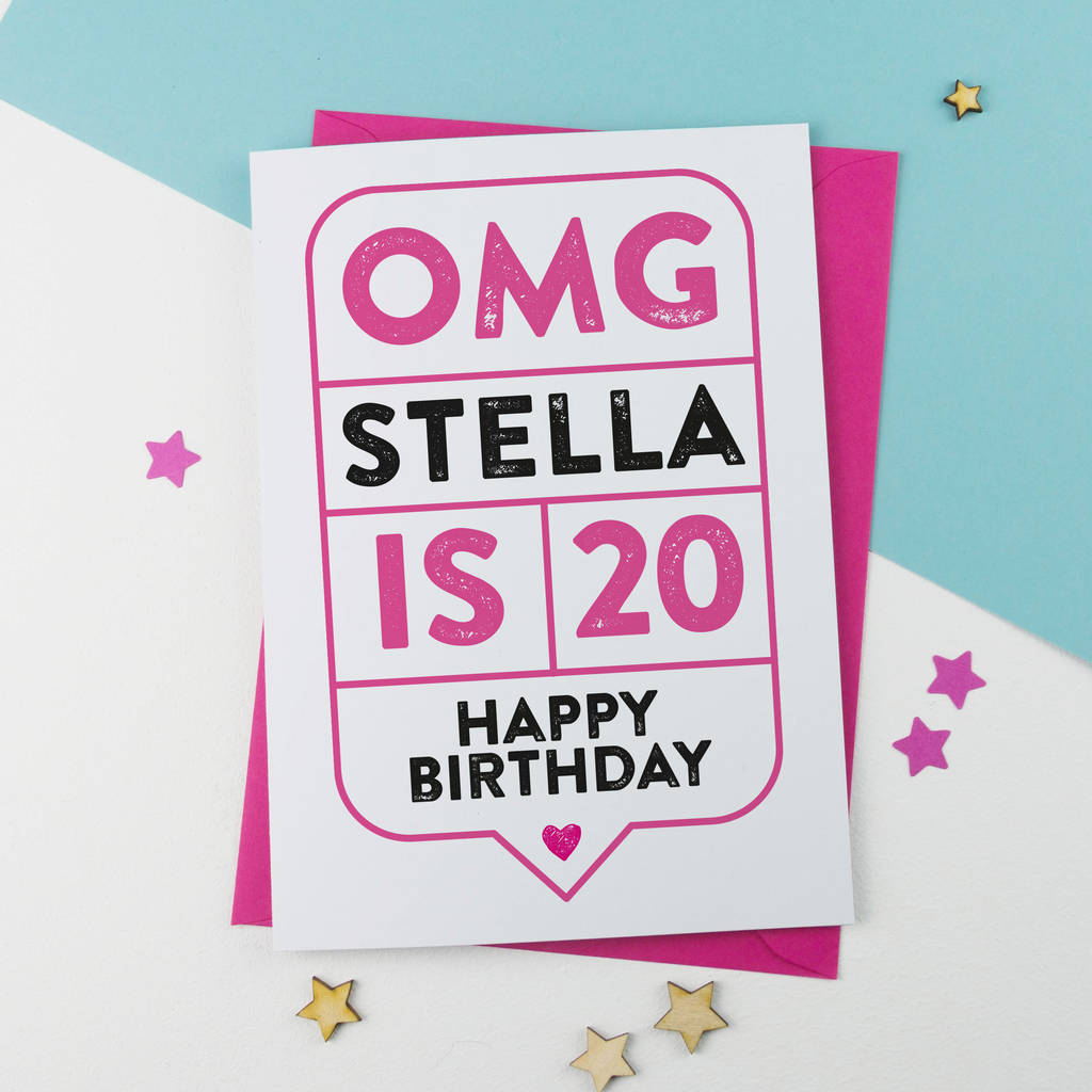 Omg 20th Birthday Card Personalised By A Is For Alphabet