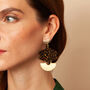 Art Deco Palm Midnight Gold Earrings Gold Plated Drop Earrings, thumbnail 3 of 6