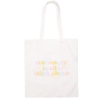 Cute Canvas Stationery Lover's Tote Bag, 7 of 7