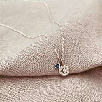 Sterling Silver Initial Birthstone Necklace, 3 of 6