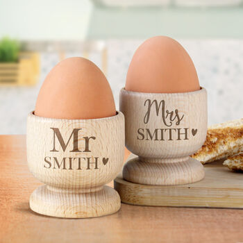 His And Hers Wooden Egg Cups Gift For Couples, 3 of 4