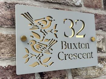Personalised Birds On Branch Design House Acrylic Number Sign, 2 of 3