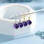Sterling Silver Natural Amethyst Bead Hook Earrings, thumbnail 7 of 12