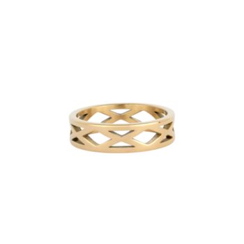 Gold Plated Hollow Patterned Steel Band Ring For Men, 4 of 12