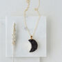 Gold Plate Raw Black Crystal Half Moon Necklace, thumbnail 1 of 2