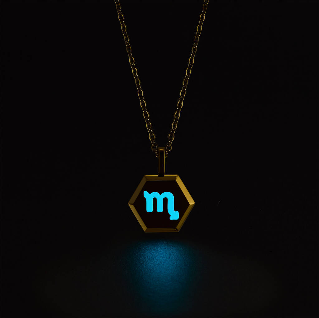 Scorpio Zodiac Glowing Pendant Necklace With Uv Keyring Torch, 1 of 12