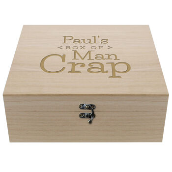 Personalised Box Of Man Crap Wooden Keepsake Box, 5 of 5