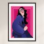 Woman In Blue Illustrated Art Print, thumbnail 3 of 6