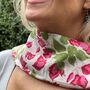 Hand Block Print Scarf Pink And Green Floral, thumbnail 1 of 2