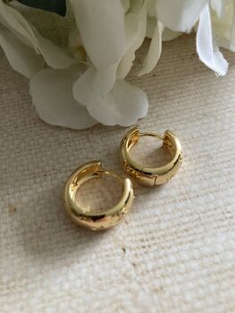 18 K Gold Plated Chunky Star Huggie Hoop Earrings, 2 of 8