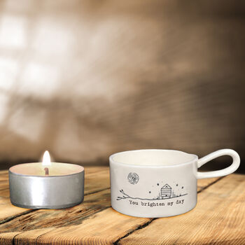 'You Brighten My Day' Ceramic Tea Light Holder, 2 of 2