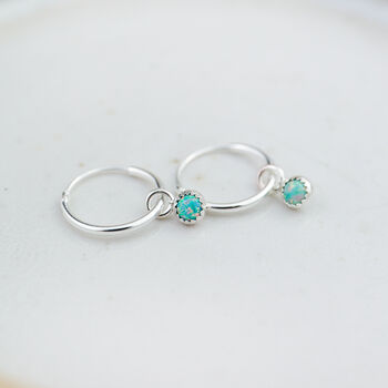 Sterling Silver And Birthstone Mini Hoop, 2 of 11