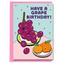 Funny Grape Pun Birthday Card Cute Vegan Birthday Card, thumbnail 1 of 2