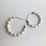 Sterling Silver Pearl Hoop Earrings, thumbnail 3 of 5