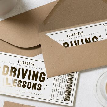 Personalised Gold Foil Driving Lessons Birthday Voucher, 8 of 9