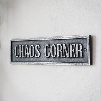 Iron Wall Sign Plaque Chaos Corner, 2 of 2