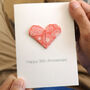 Personalised 35th Coral Anniversary Origami Heart Card, thumbnail 2 of 7