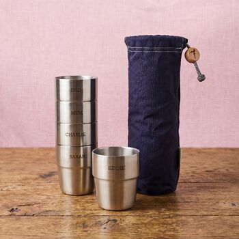 Personalised Insulated Picnic Cup Set With Bag, 2 of 4