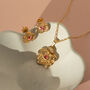 Flower And Pink Crystal Necklace And Earrings Set, thumbnail 1 of 6