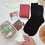 Red Purse, Festive Socks And Chocolate Christmas Gift For Her With Optional Christmas Tree Candle, thumbnail 2 of 10
