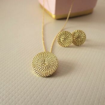 Gold Plated Coil Disc Stud Earring, 4 of 5