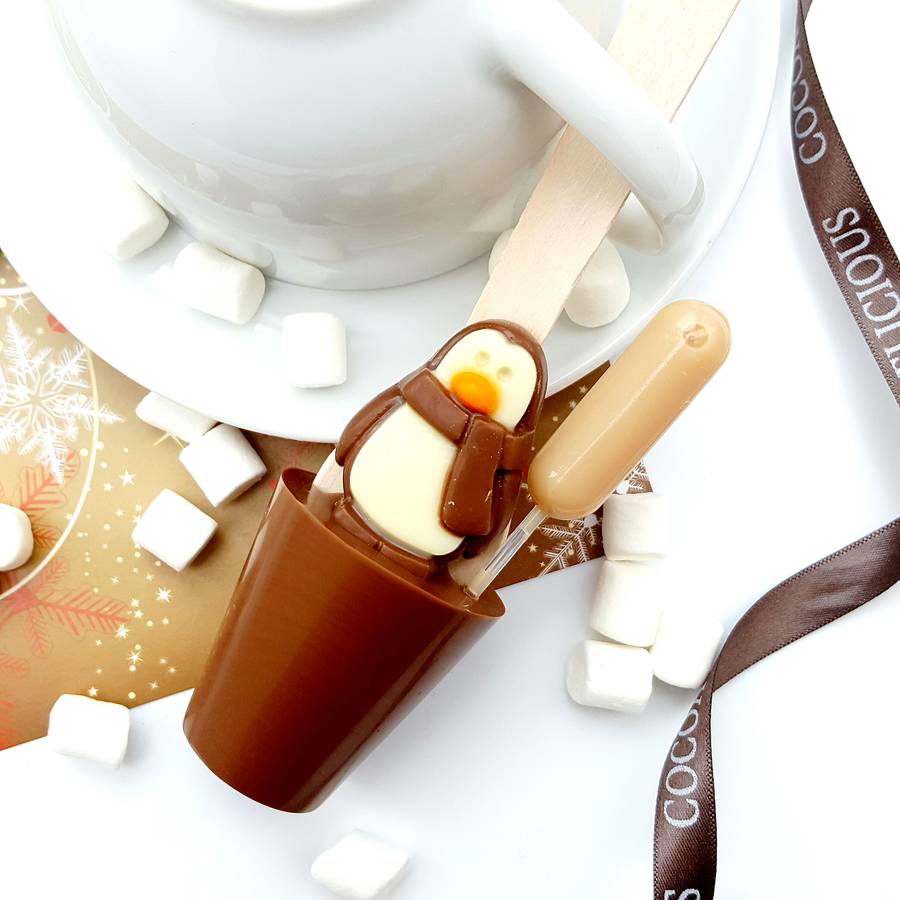 Three Boozy Penguin Hot Chocolate Stirrer By Cocoa Delicious